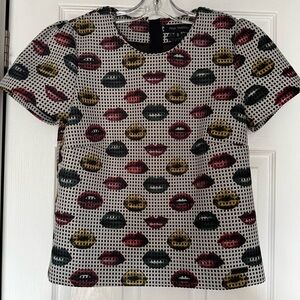 Pink Tartan Digital Lip Print Top S-M